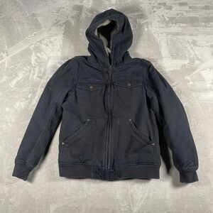 Duluth Trading Co. Women's Jacket Fire Hose Insulated Hooded Canvas M Black